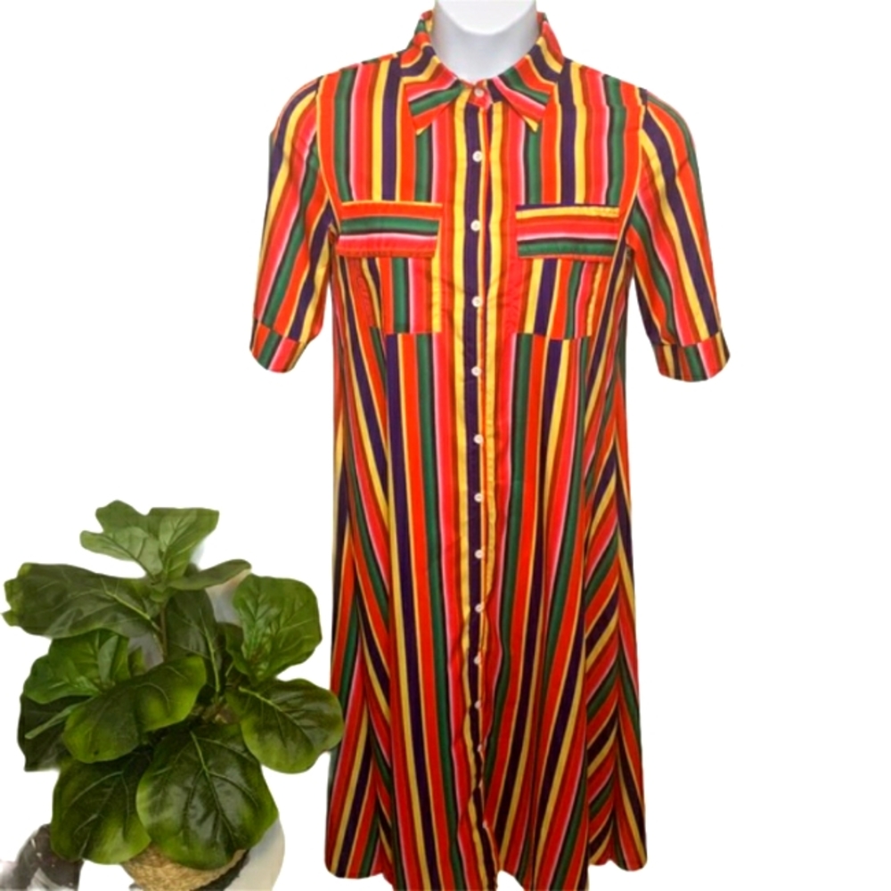 Mr. K K Striped Long Shirt Dress